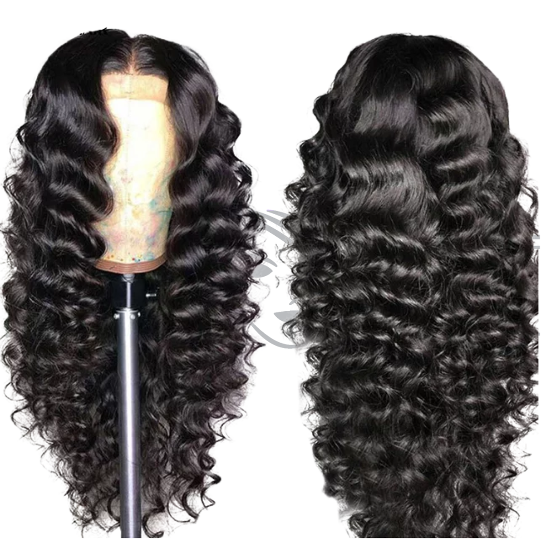 Glueless Human Hair Lace Frontal Loose Wave Pre-Plucked 180% Density Wig