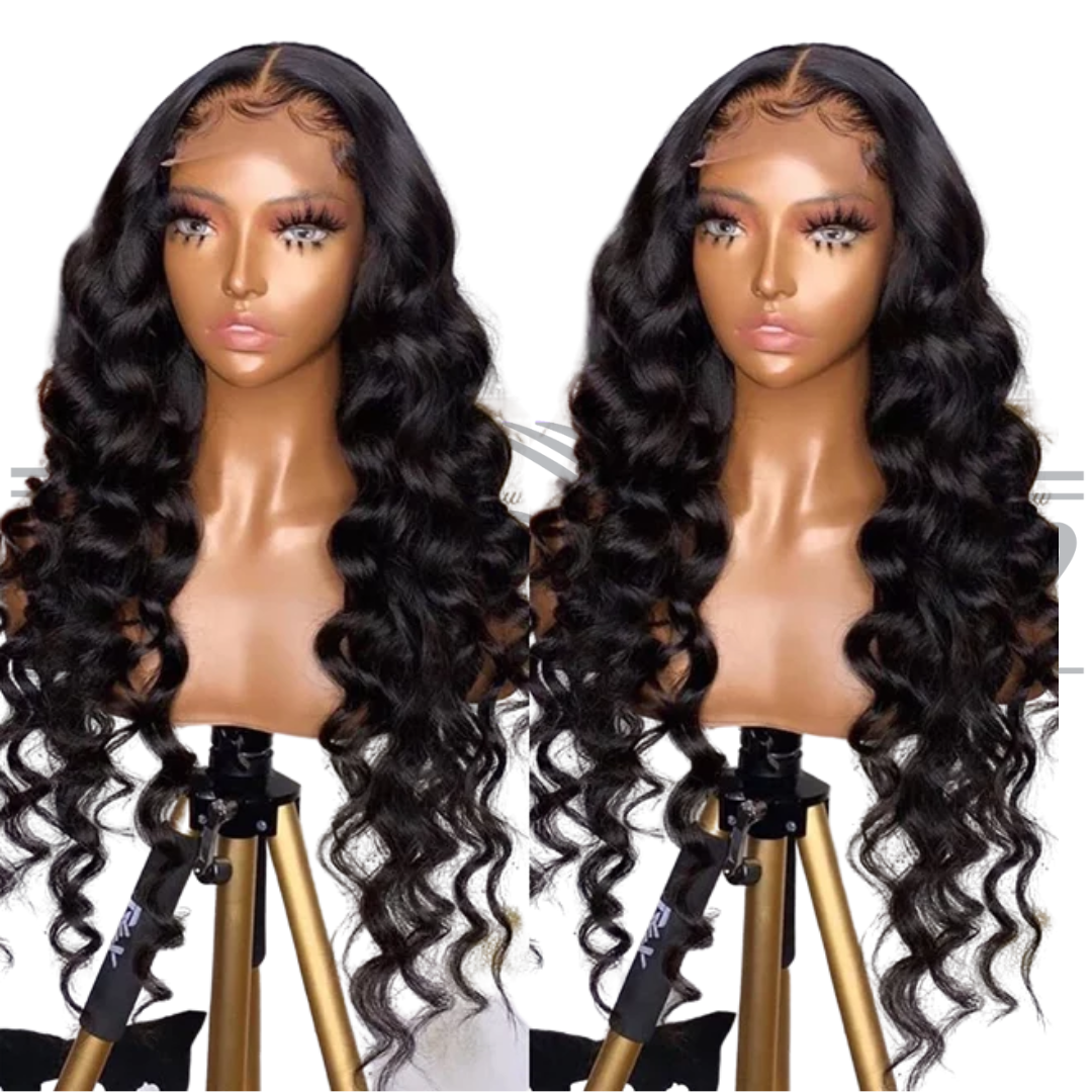 Glueless Human Hair Lace Frontal Loose Wave Pre-Plucked 180% Density Wig