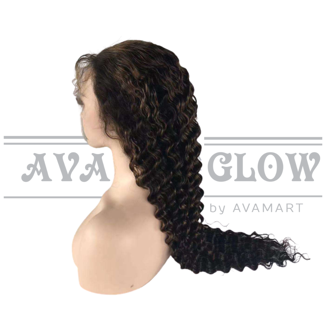 Glueless Human Hair Lace Front Deep Wave Pre-Plucked 180% Density Wig