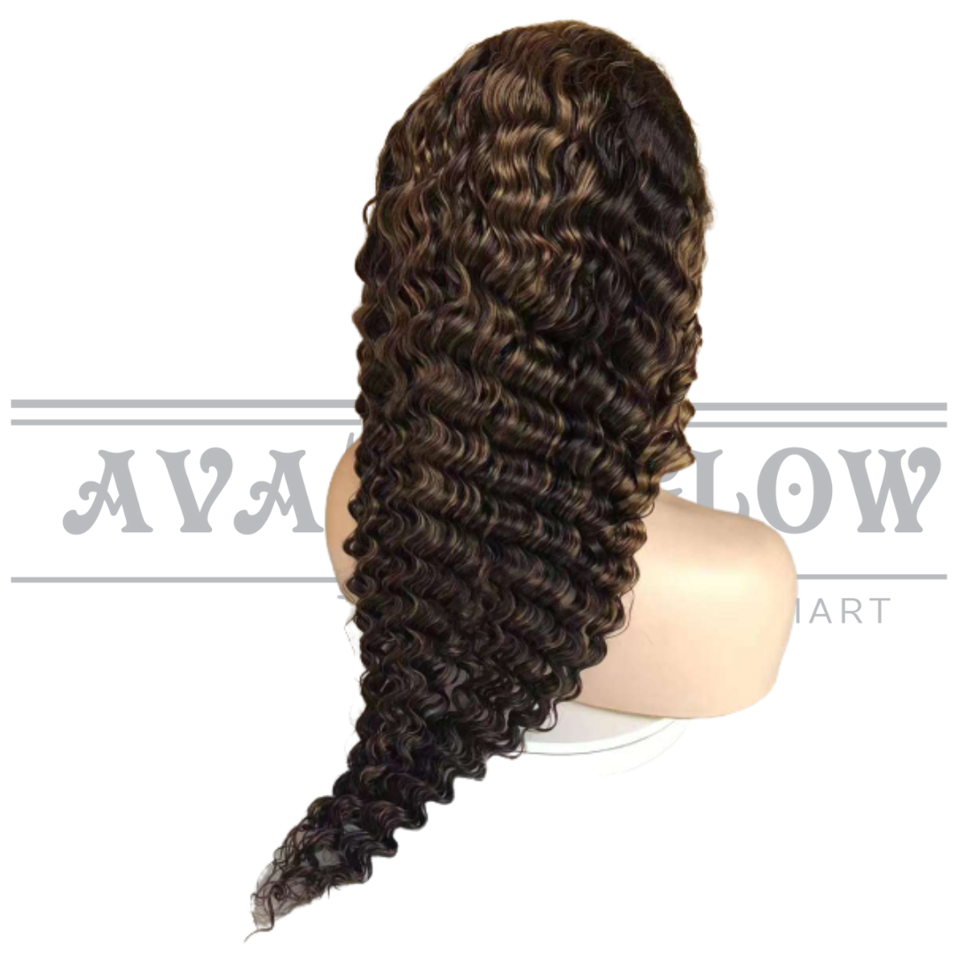 Glueless Human Hair Lace Front Deep Wave Pre-Plucked 180% Density Wig