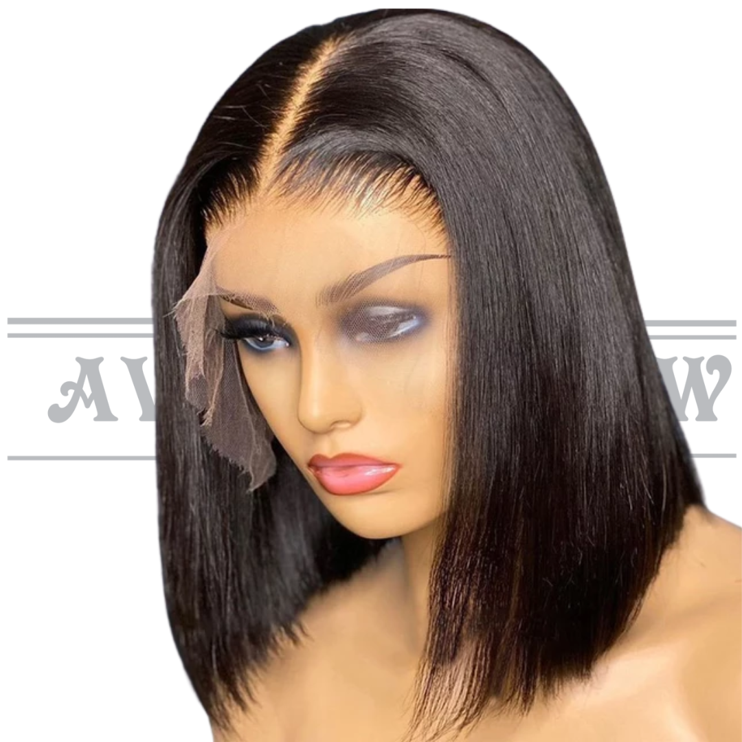 Glueless Human Hair Lace Frontal Straight Hair Pre-Plucked 180% Density Wig