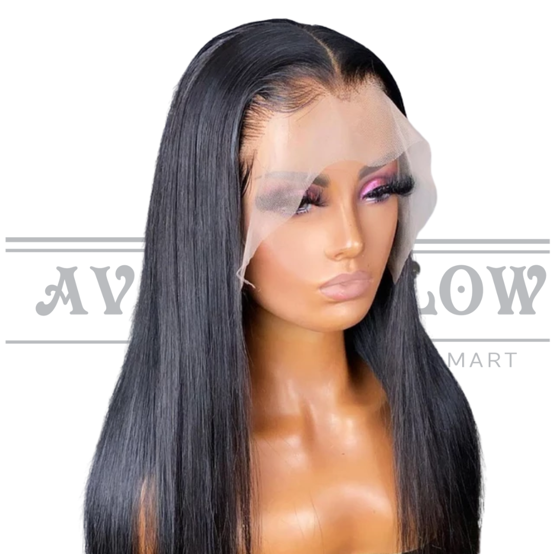 Glueless Human Hair Lace Frontal Straight Hair Pre-Plucked 180% Density Wig