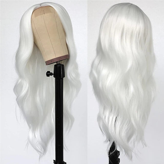 Synthetic Lace Wig (White/ Silver Gray)