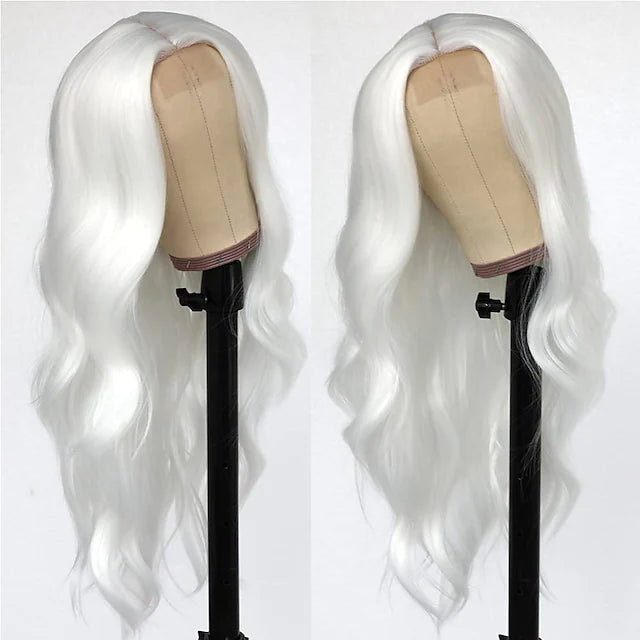 Synthetic Lace Wig (White/ Silver Gray)